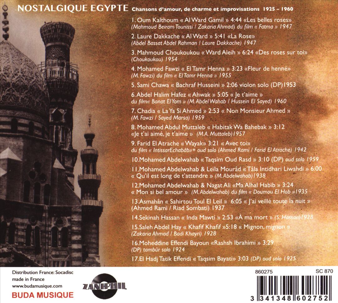 Nostalgique Egypte: Chansons D'Amour, De Charme et Improvisations, 1925-1960 cover art
