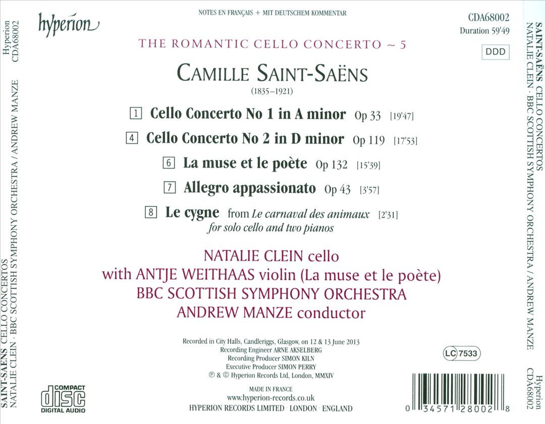 Romantic Cello Concerto, Vol. 5: Saint-Saëns cover art