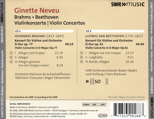 Beethoven, Brahms: Violin Concertos cover art