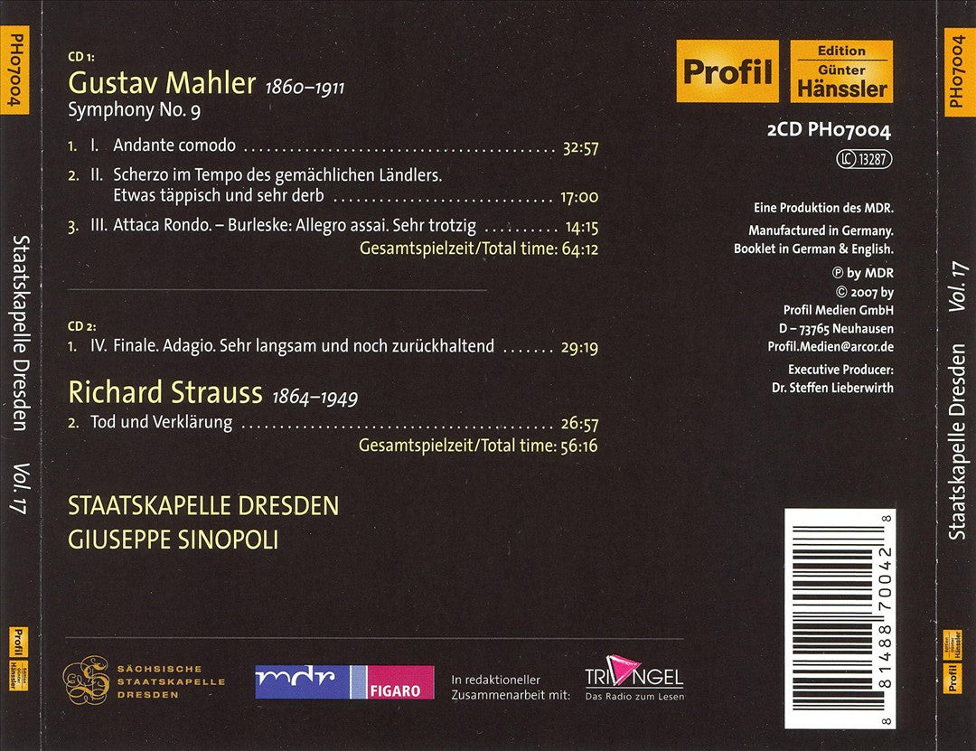 Mahler: Symphony No. 9; Richard Strauss: Tod und Verklärung cover art