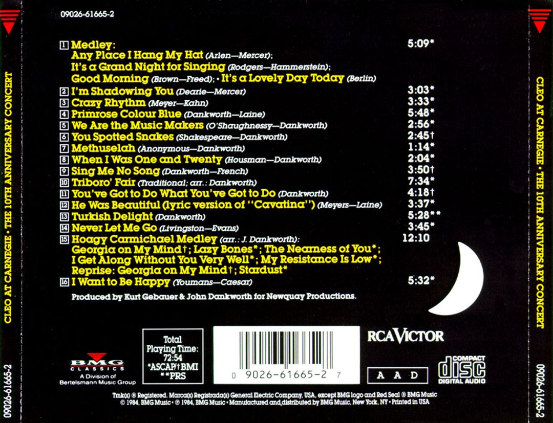 Cleo at Carnegie: The 10th Anniversary Concert cover art