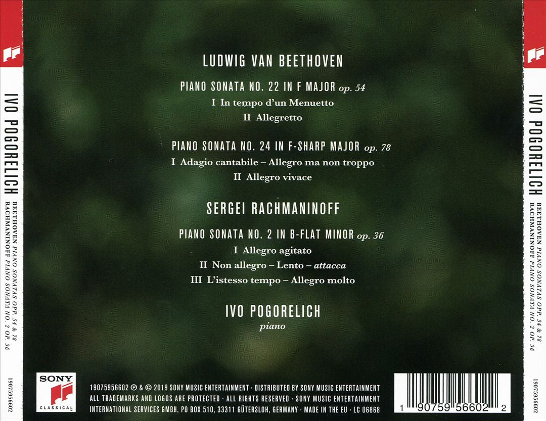 Beethoven: Piano Sonatas Opp. 54 & 78; Rachmaninoff: Piano Sonata No. 2 Op. 36 cover art