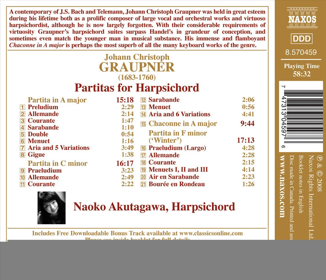Johann Christoph Graupner: Partitas for Harpsichord cover art