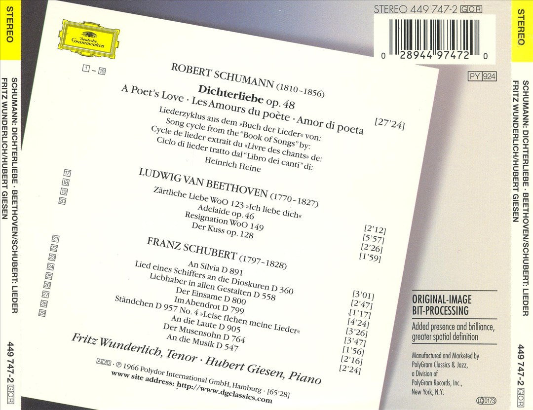 Schumann: Dichterliebe; Schubert, Beethoven: Lieder cover art