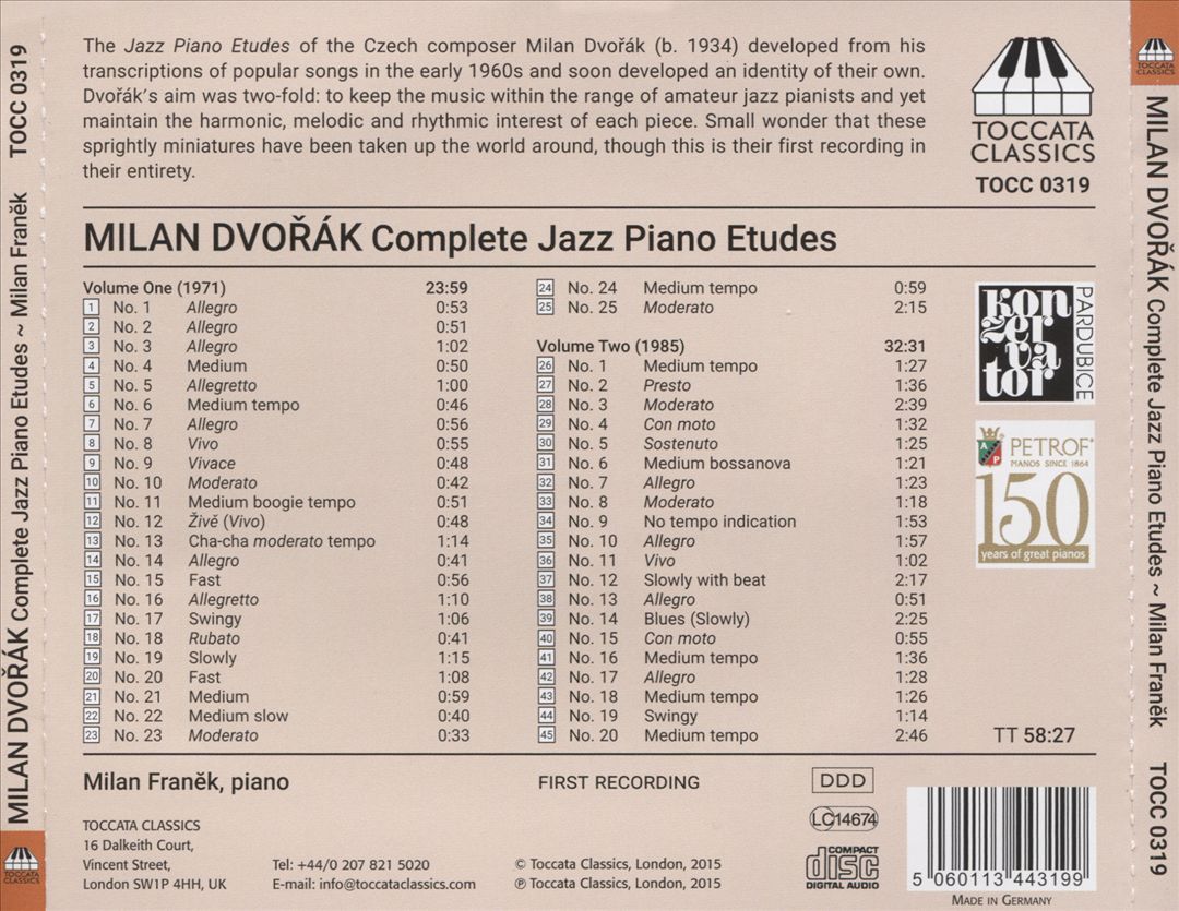 Milan Dvorák: Complete Jazz Piano Etudes cover art