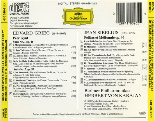 Grieg: Peer Gynt Suites 1 & 2; Sibelius: Pelléas et Mélisande cover art
