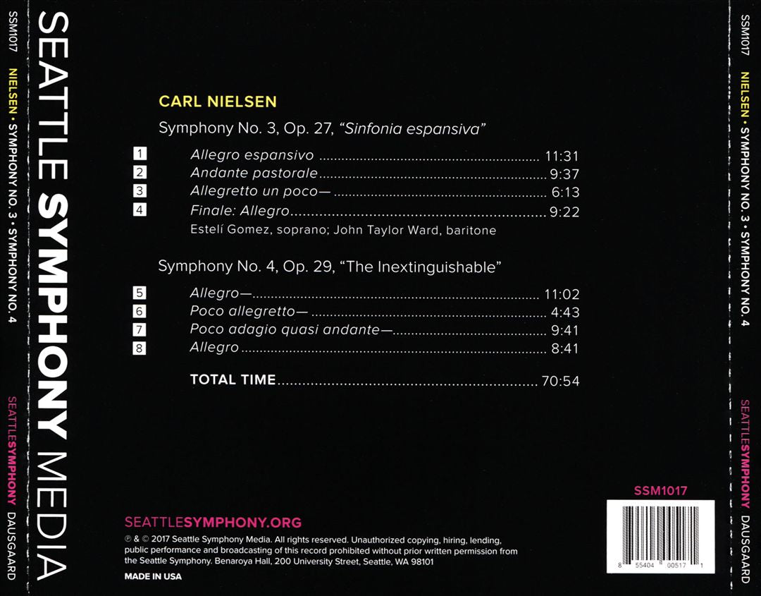 Nielsen: Symphony No. 3 Sinfonia Espansiva; Symphony No. 4 The Inextinguishable cover art