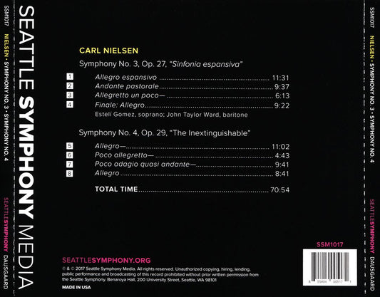 Nielsen: Symphony No. 3 Sinfonia Espansiva; Symphony No. 4 The Inextinguishable cover art