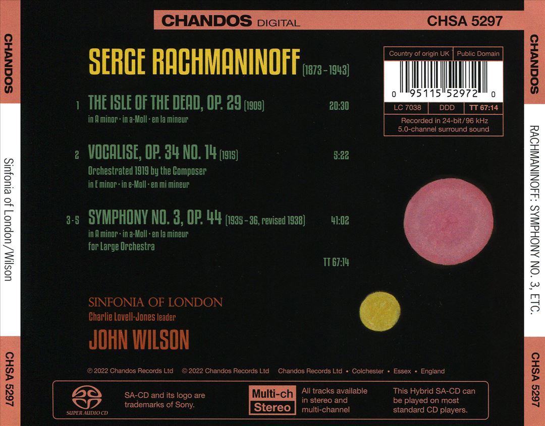 Rachmaninoff: Symphony No. 3; Vocalise; The Isle of the Dead cover art