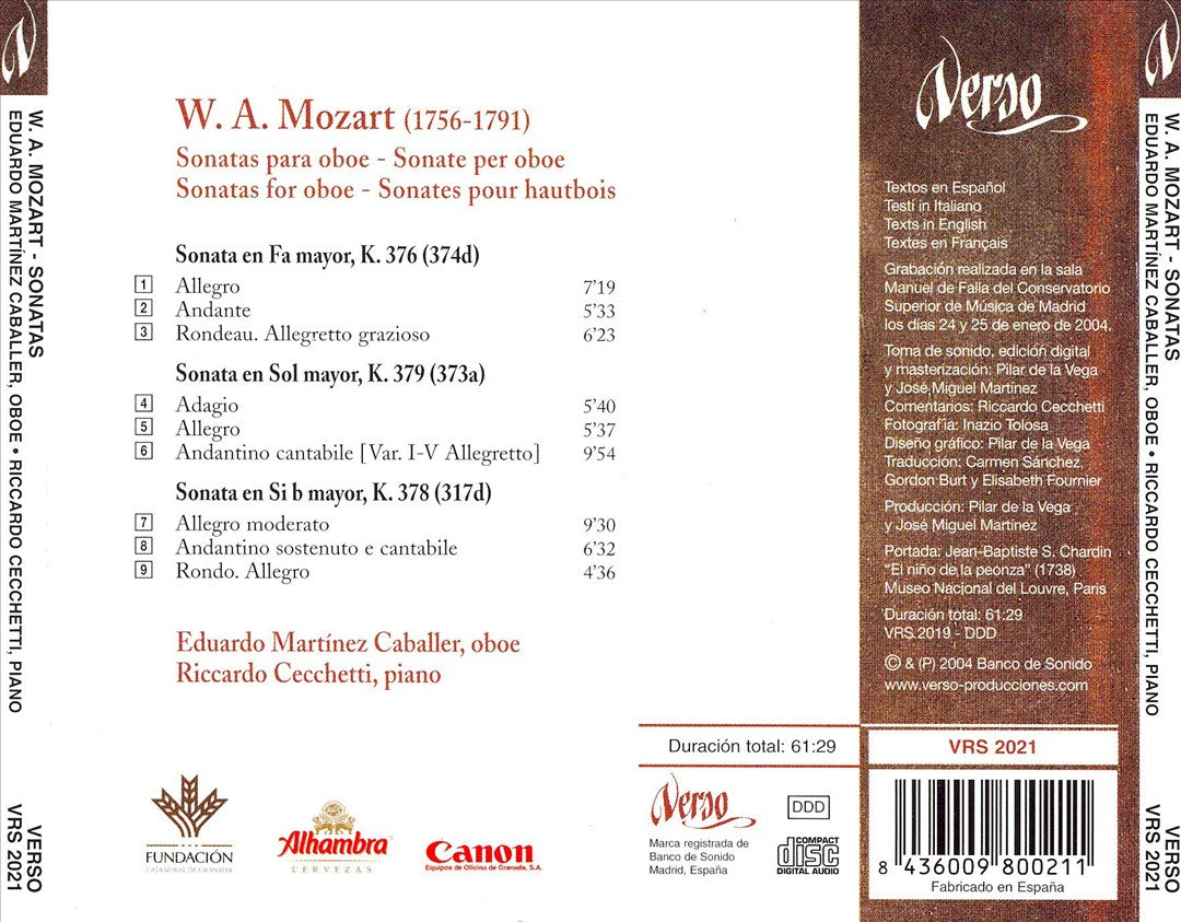 Mozart: Sonatas for Oboe cover art