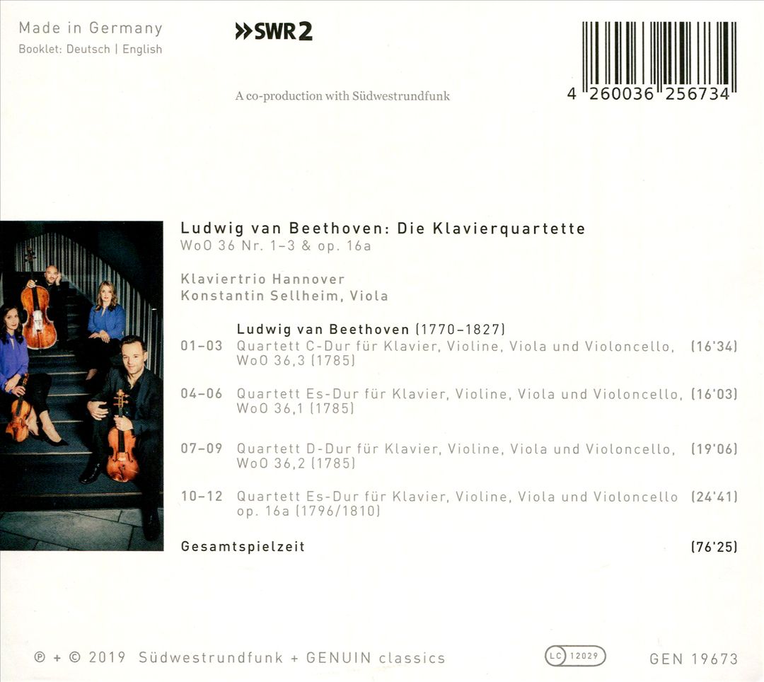 Ludwig van Beethoven: Die Klavierquartette WoO 36 Nr. 1-3 & Op. 16a cover art