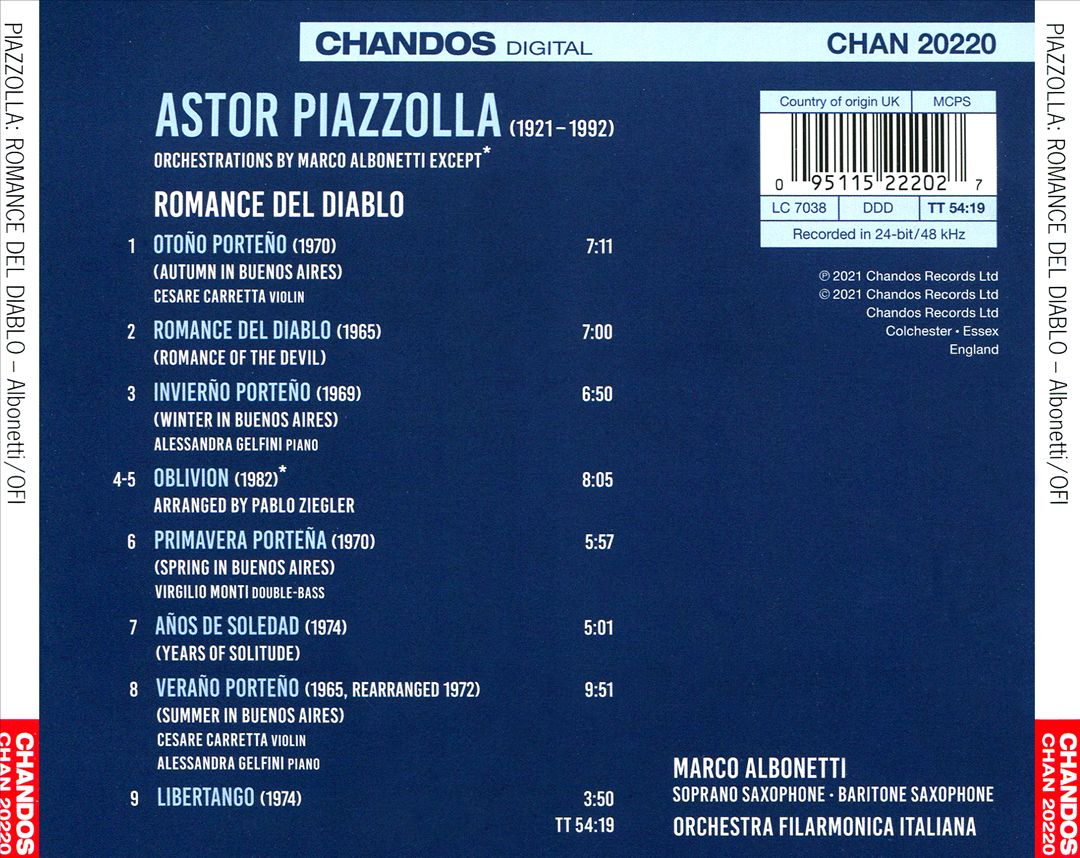 Romance del Diablo: The Music of Piazzolla cover art