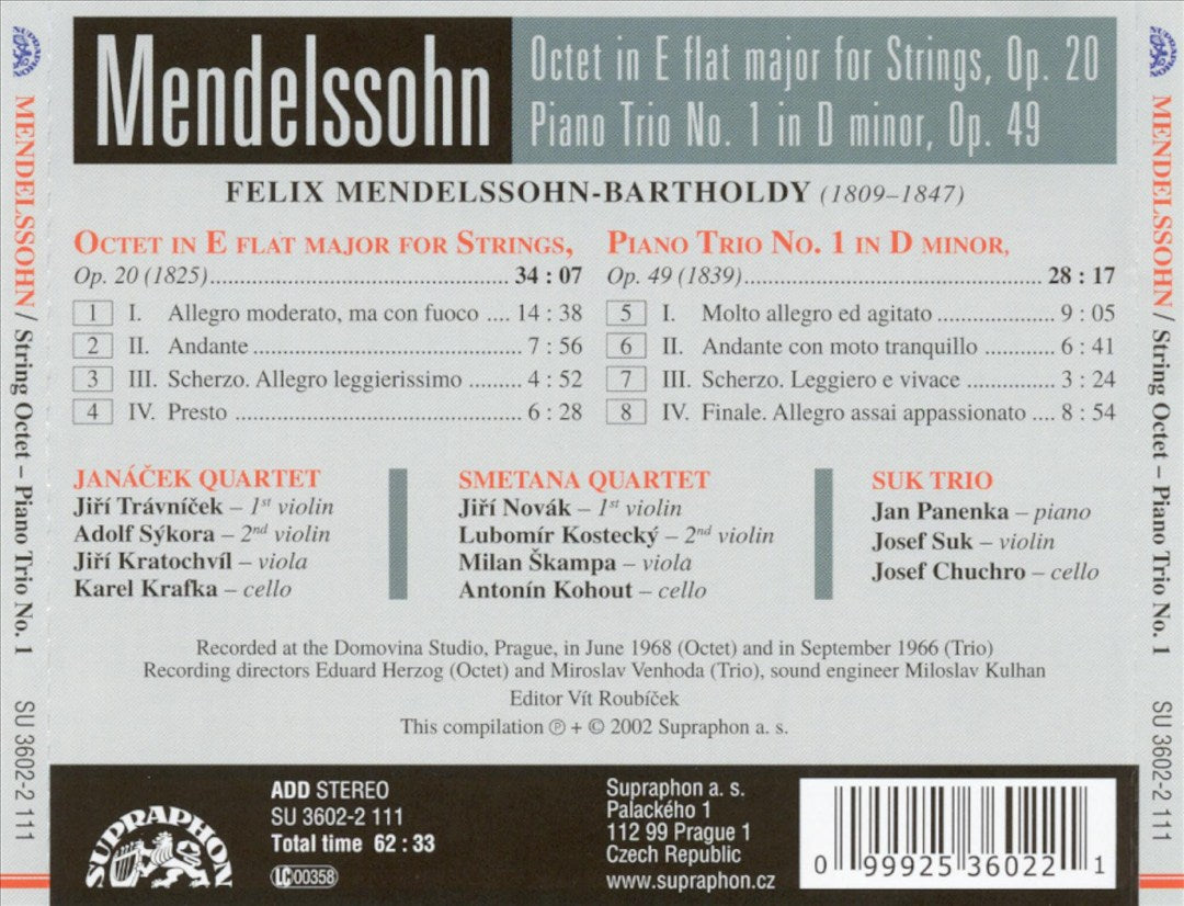 Mendelssohn: Octet; Piano Trio No. 1 cover art