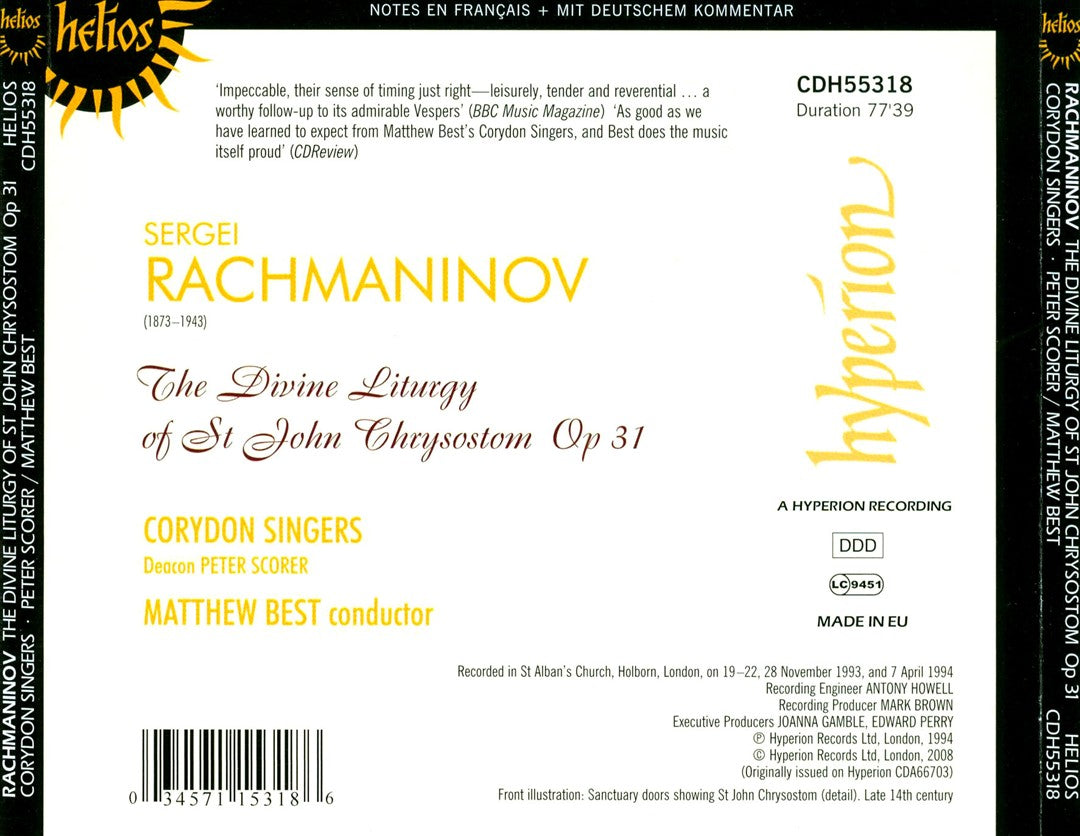 Rachmaninov: The Divine Liturgy of St. John Chrysostom cover art