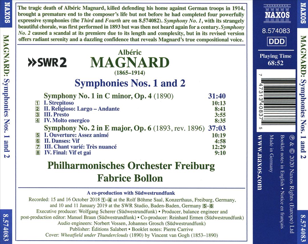 Magnard: Symphonies Nos. 1 and 2 cover art