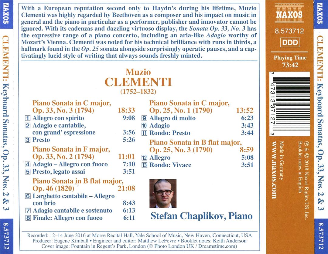 Clementi: Keyboard Sonatas, Op. 33, Nos. 2 and 3, Op. 46, Op. 25, Nos. 1 and 3 cover art