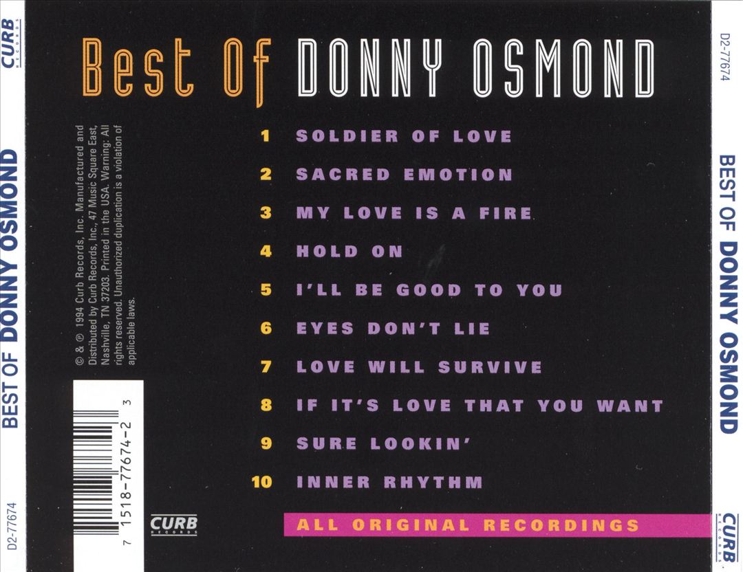 Best of Donny Osmond [Capitol/Curb] cover art