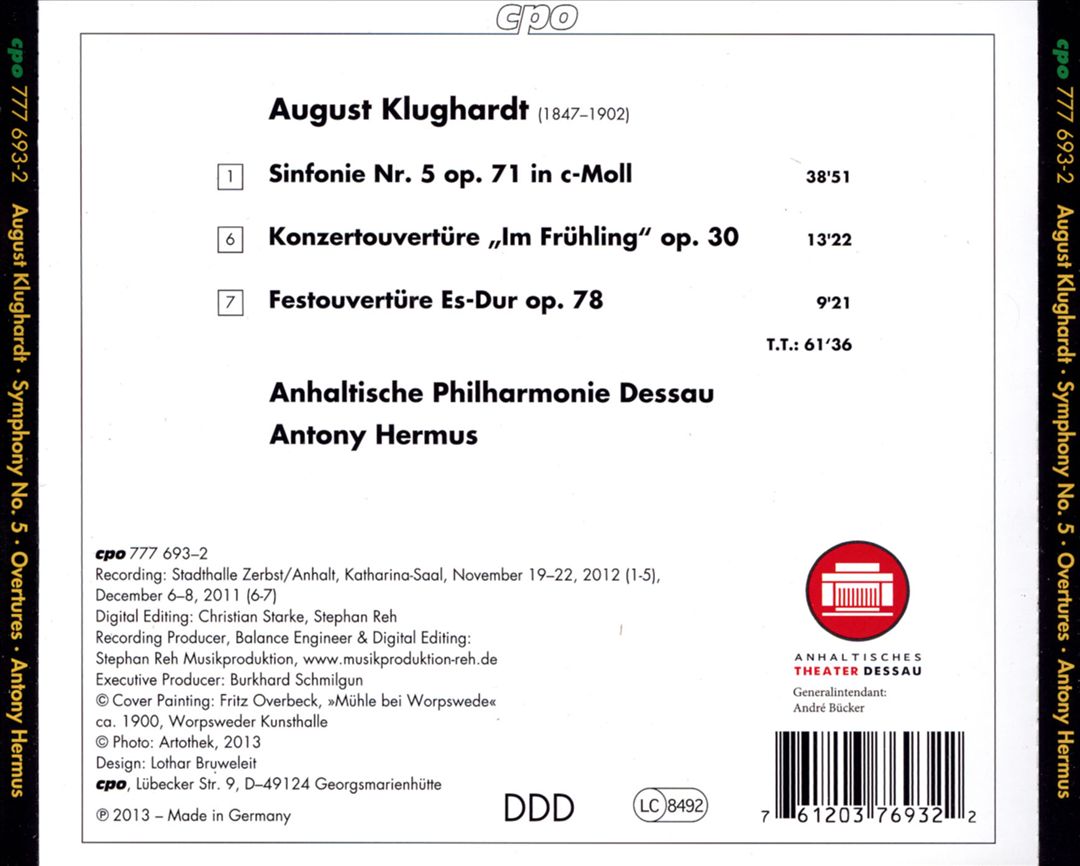 August Klughardt: Symphony No. 5; Overtures cover art