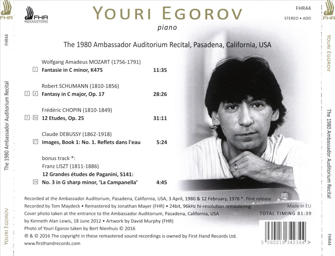 The 1980 Ambassador Auditorium Recital, Pasadena, California, USA cover art