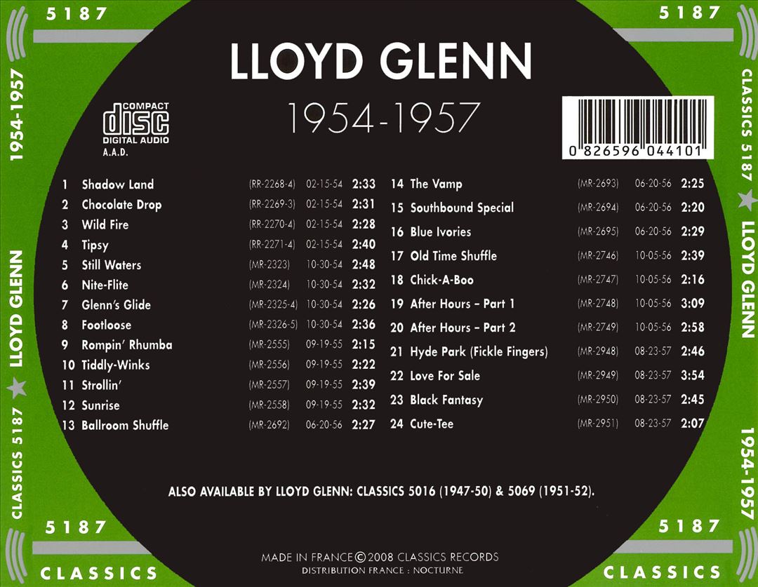 Chronological Lloyd Glenn 1954 cover art