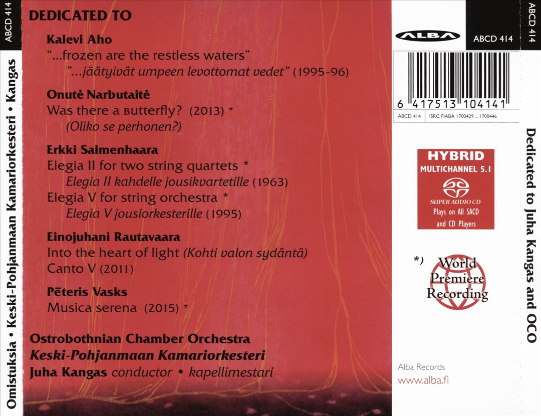 Aho, Narbutaite, Rautavaara, Vasks: Dedicated to cover art