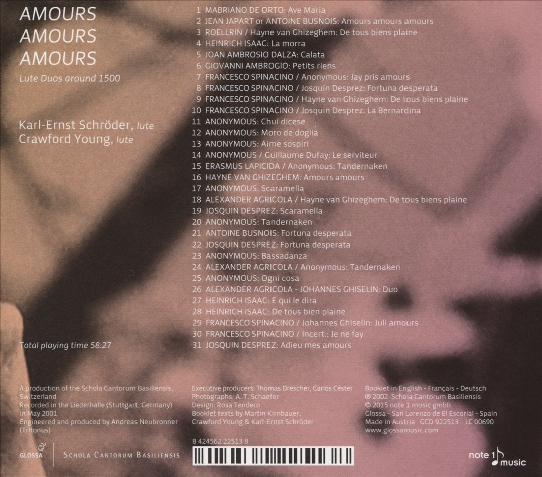Amours Amours Amours: Lute Duos around 1500 cover art
