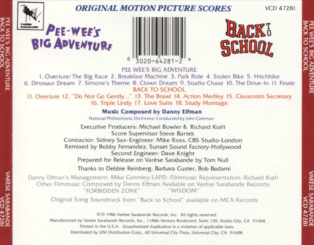 Pee-Wee's Big Adventure / Back to School [Original Motion Picture Scores] cover art