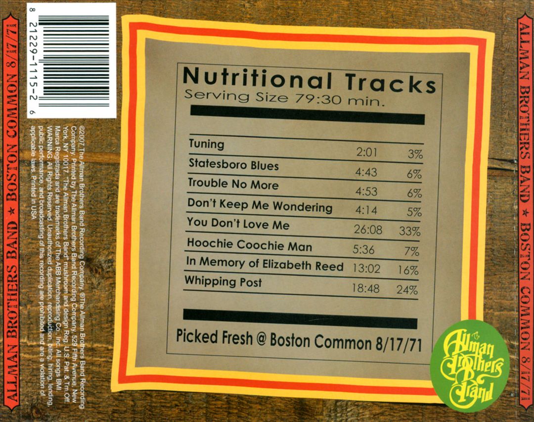 Fresh Picked: Boston Common 8/17/71 cover art