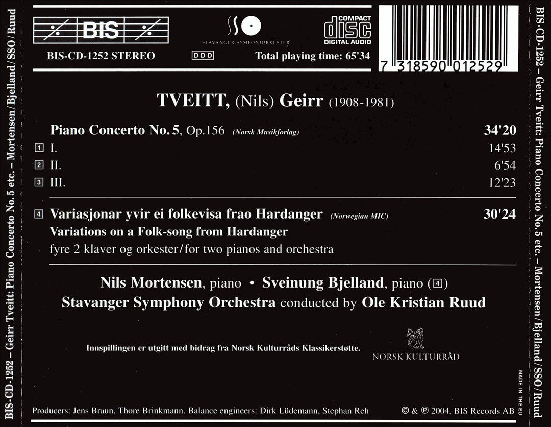Geirr Tveitt: Piano Concerto No. 5; Variations on a Folk-song from Hardanger cover art