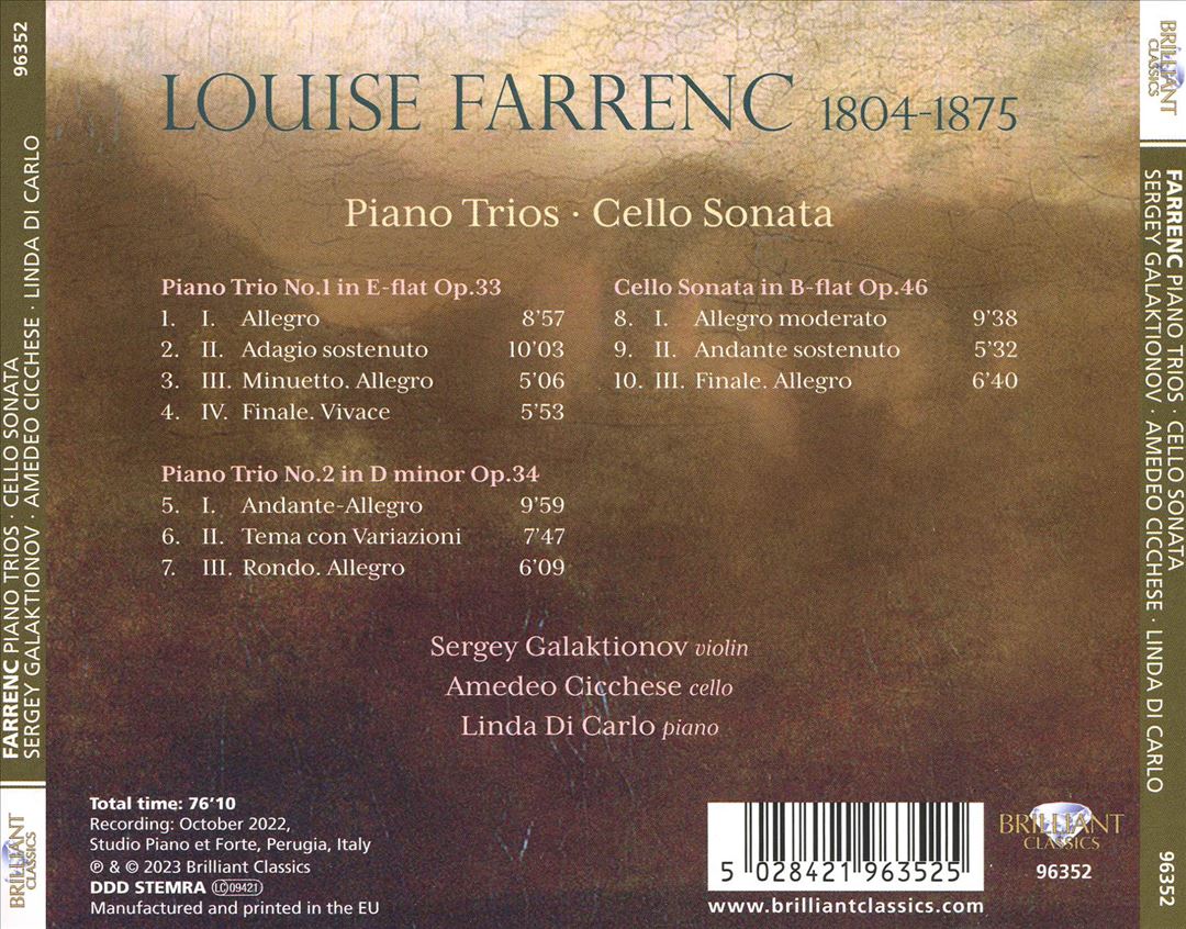Louise Farrenc: Piano Trios; Cello Sonata cover art