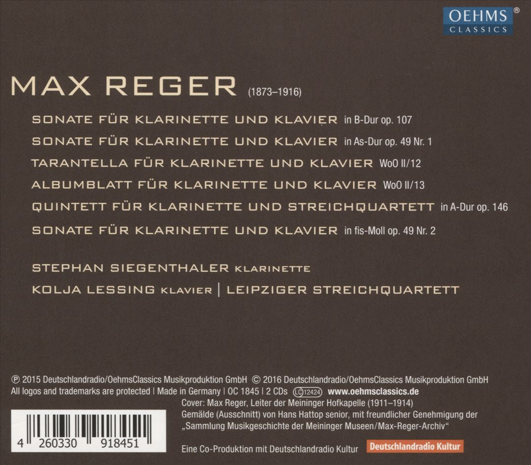 Max Reger: Integrale Kammermusik für Klarinette cover art