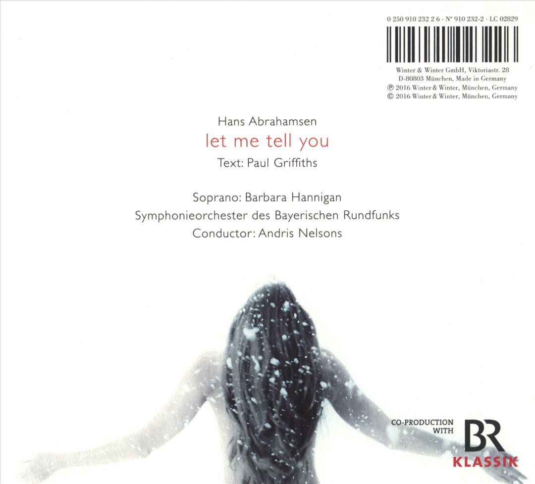 Hans Abrahamsen: let me tell you cover art