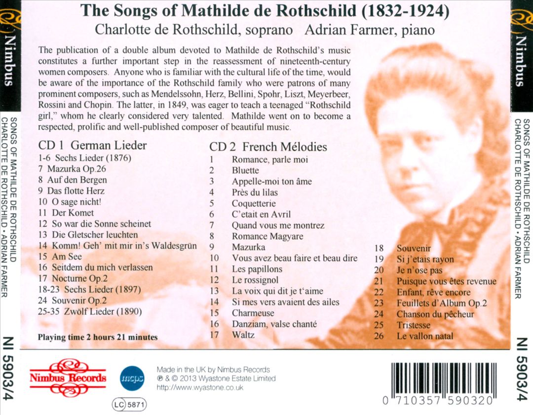 Songs of Mathilde de Rothschild cover art