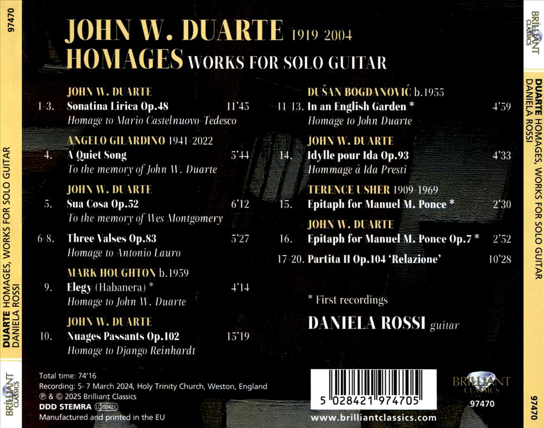Duarte Homages: Works for Solo Guitar cover art