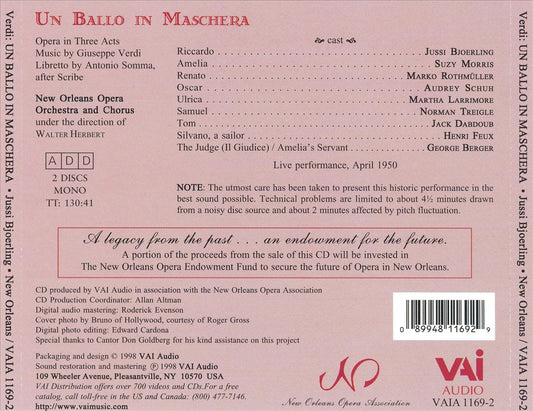 Verdi: Un Ballo in Maschera cover art
