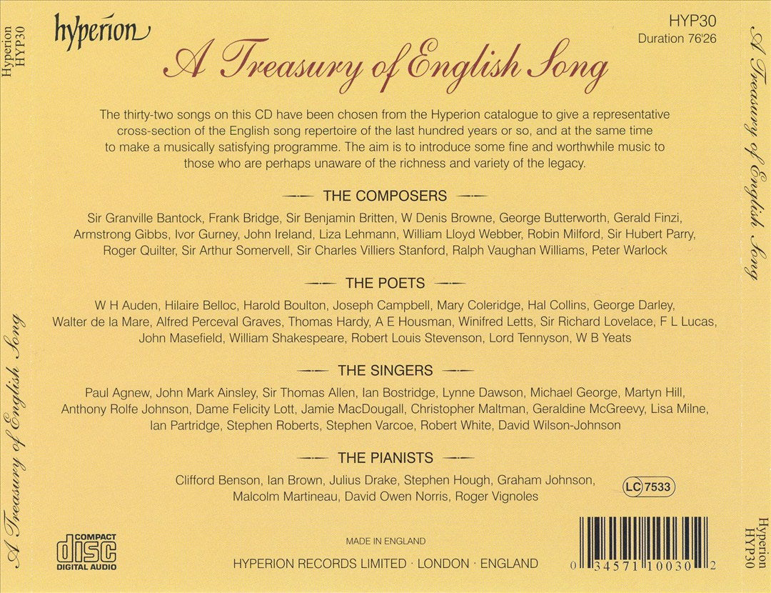 Treasury of English Song cover art