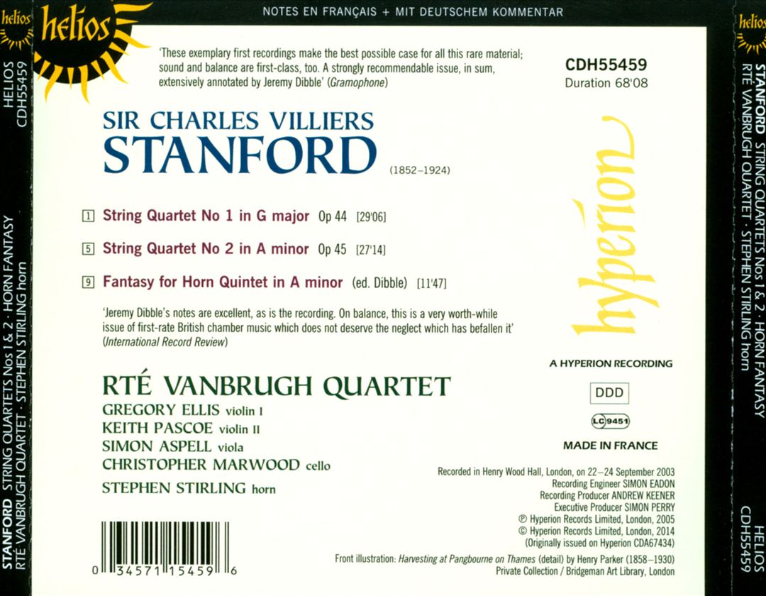 Stanford: String Quartets Nos. 1 & 2; Horn Fantasy cover art