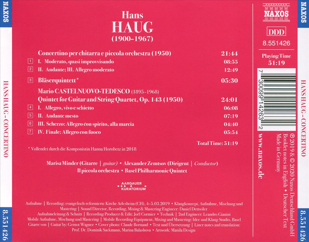 Hans Haug: Concertino per chitarra e piccola orchestra cover art