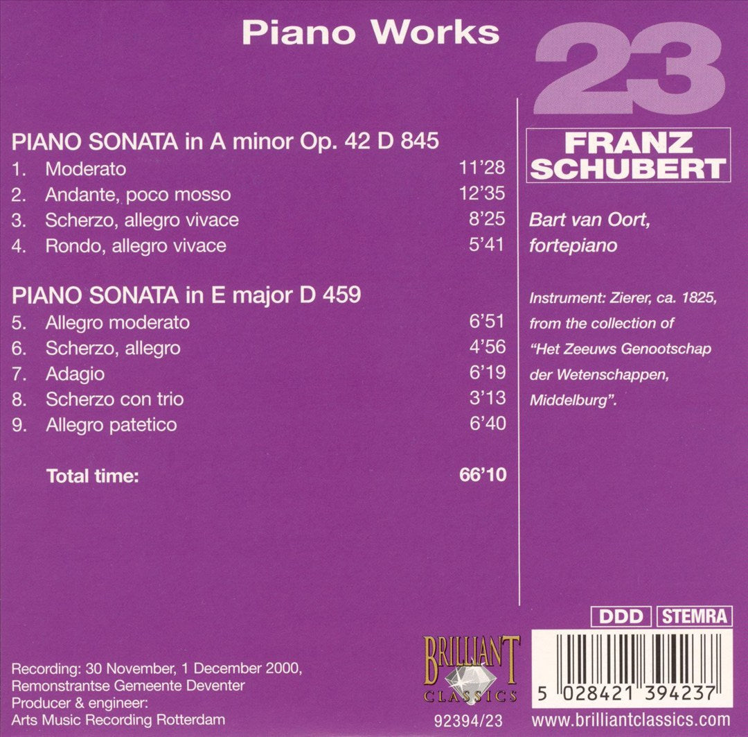 Schubert: Piano Sonata in E major D 459; Piano Sonata in A minor D 845 cover art