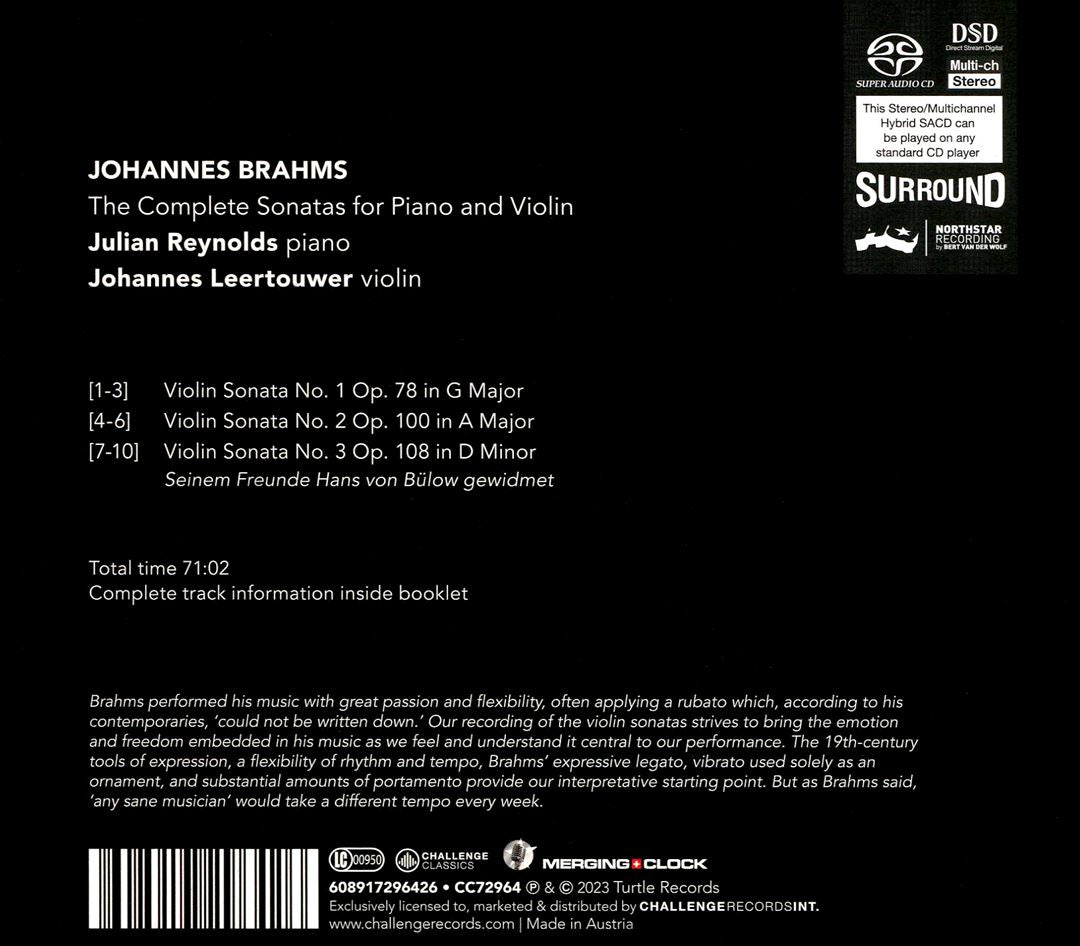 Johannes Brahms: The Complete Sonatas for Piano and Violin cover art