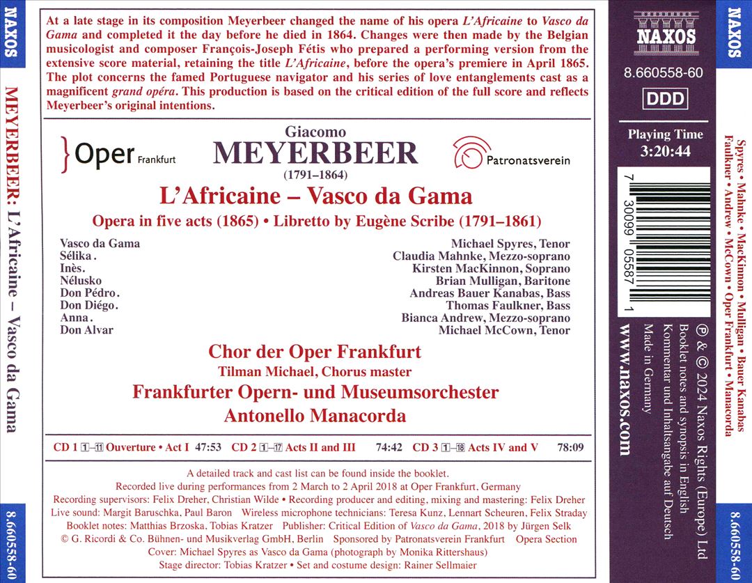 Meyerbeer: L'Africane - Vasco da Gama cover art