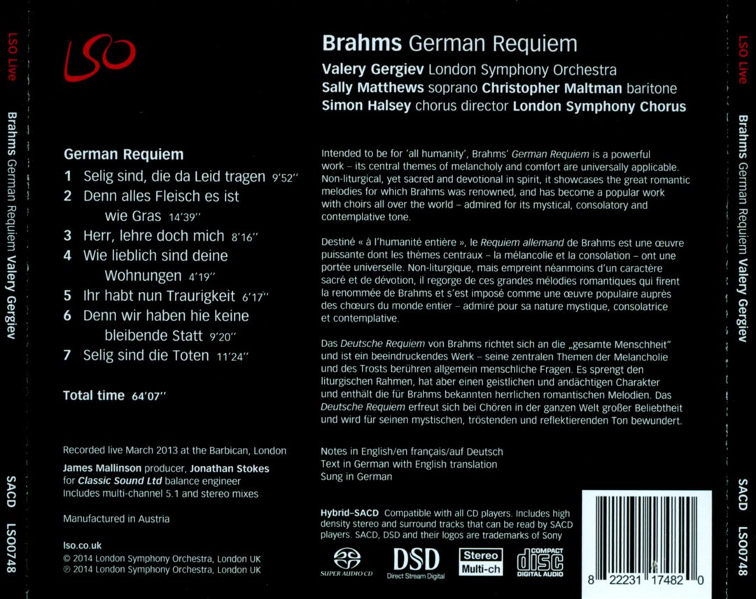 Johannes Brahms: German Requiem cover art