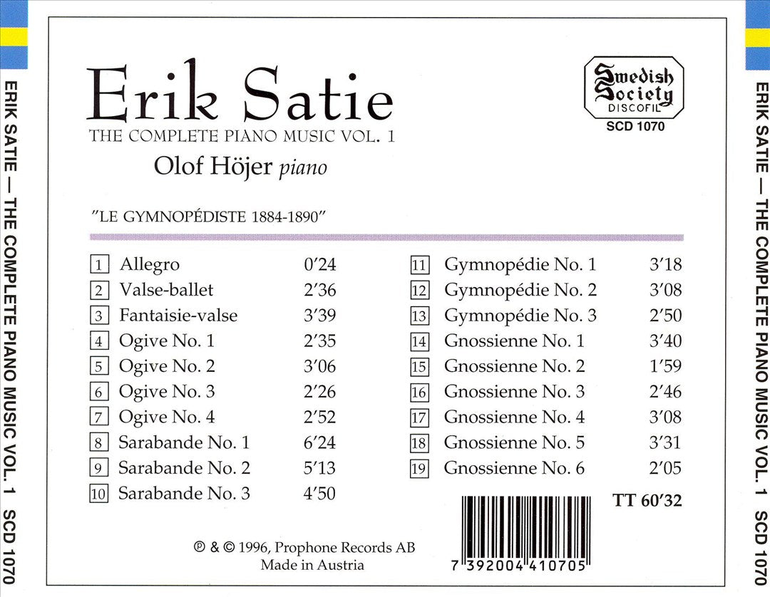 Satie: The Complete Piano Music, Vol. 1 cover art