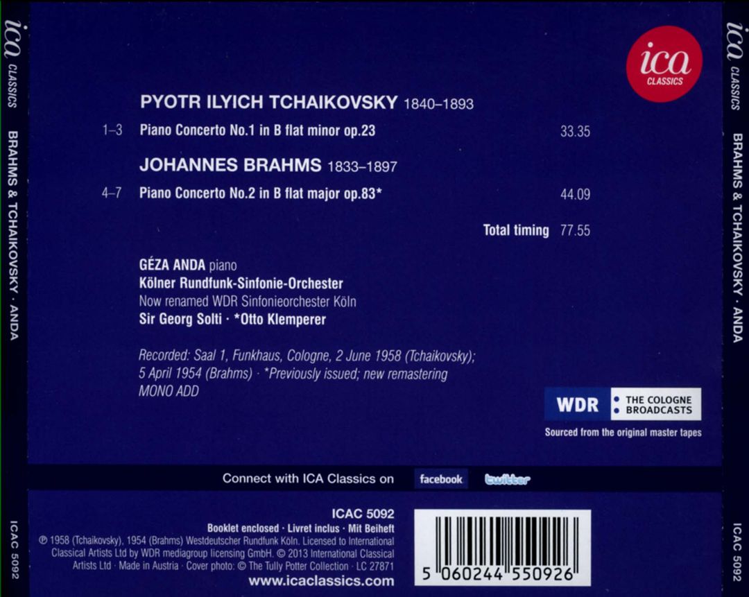 Tchaikovsky: Piano Concerto No. 1; Brahms: Piano Concerto No. 2 cover art
