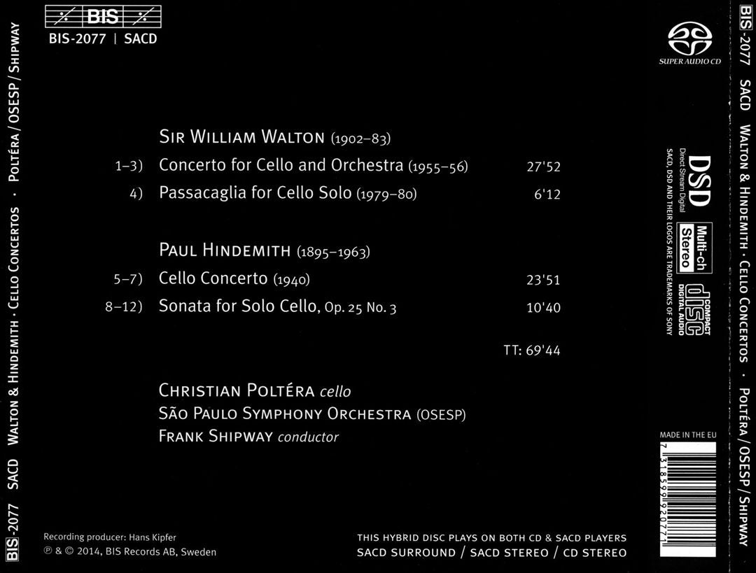 Walton, Hindemith: Cello Concertos cover art