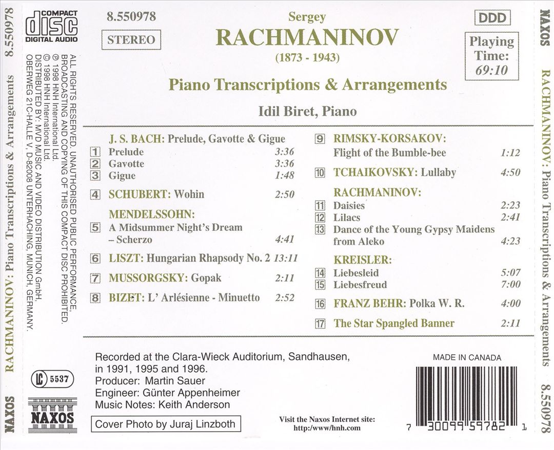 Rachmaninov: Piano Transcriptions and Arrangements cover art