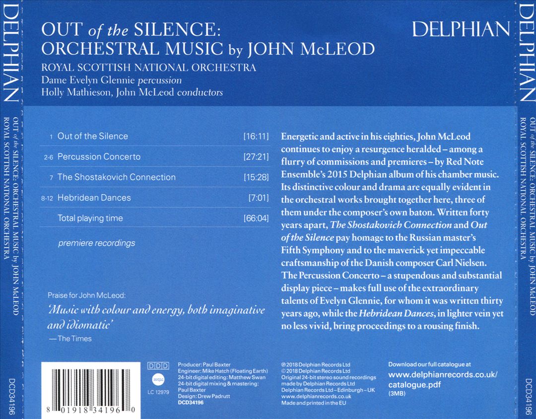 Out of the Silence: Orchestral Music by John McLeod cover art