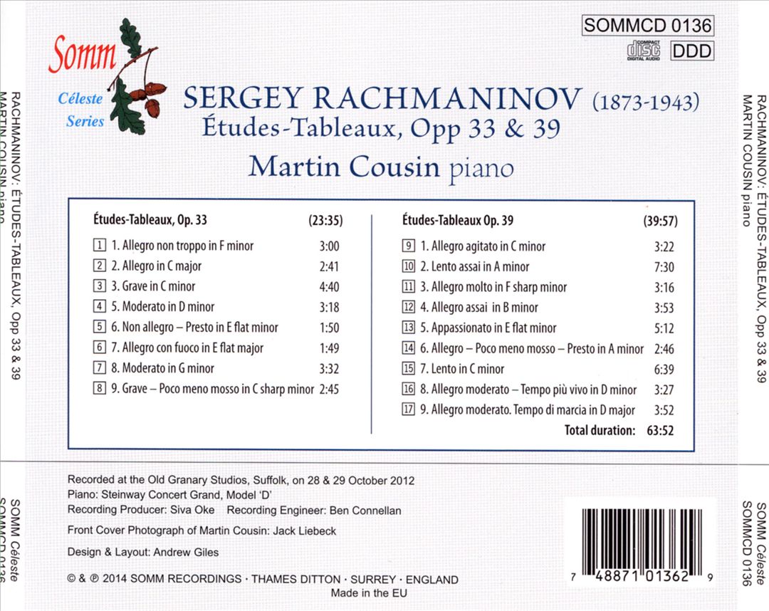 Rachmaninov: Etudes-Tableaux cover art