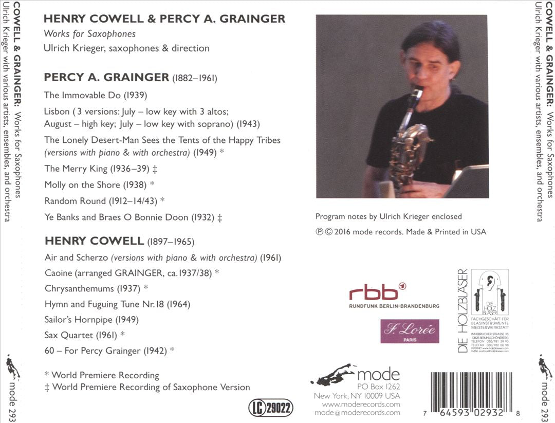 Henry Cowell & Percy Grainger: Saxophone Works cover art