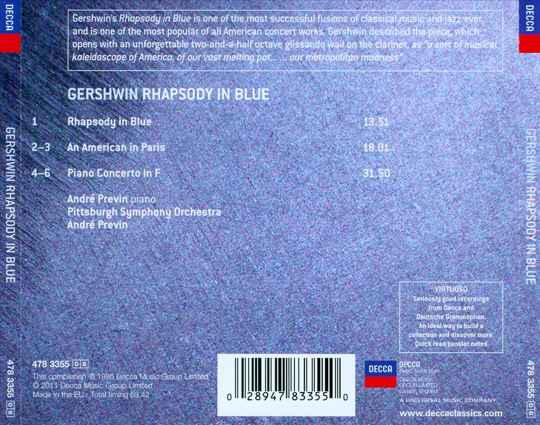 Gershwin: Rhapsody in Blue; Piano Concerto; An American in Paris cover art